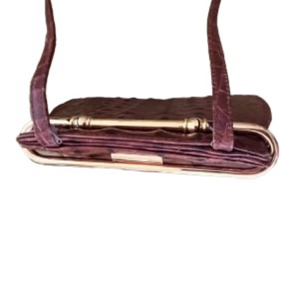 Vintage Italian Brown Crossbody/Shoulder Faux Alligator Embossed Bag - Picture 4 of 9